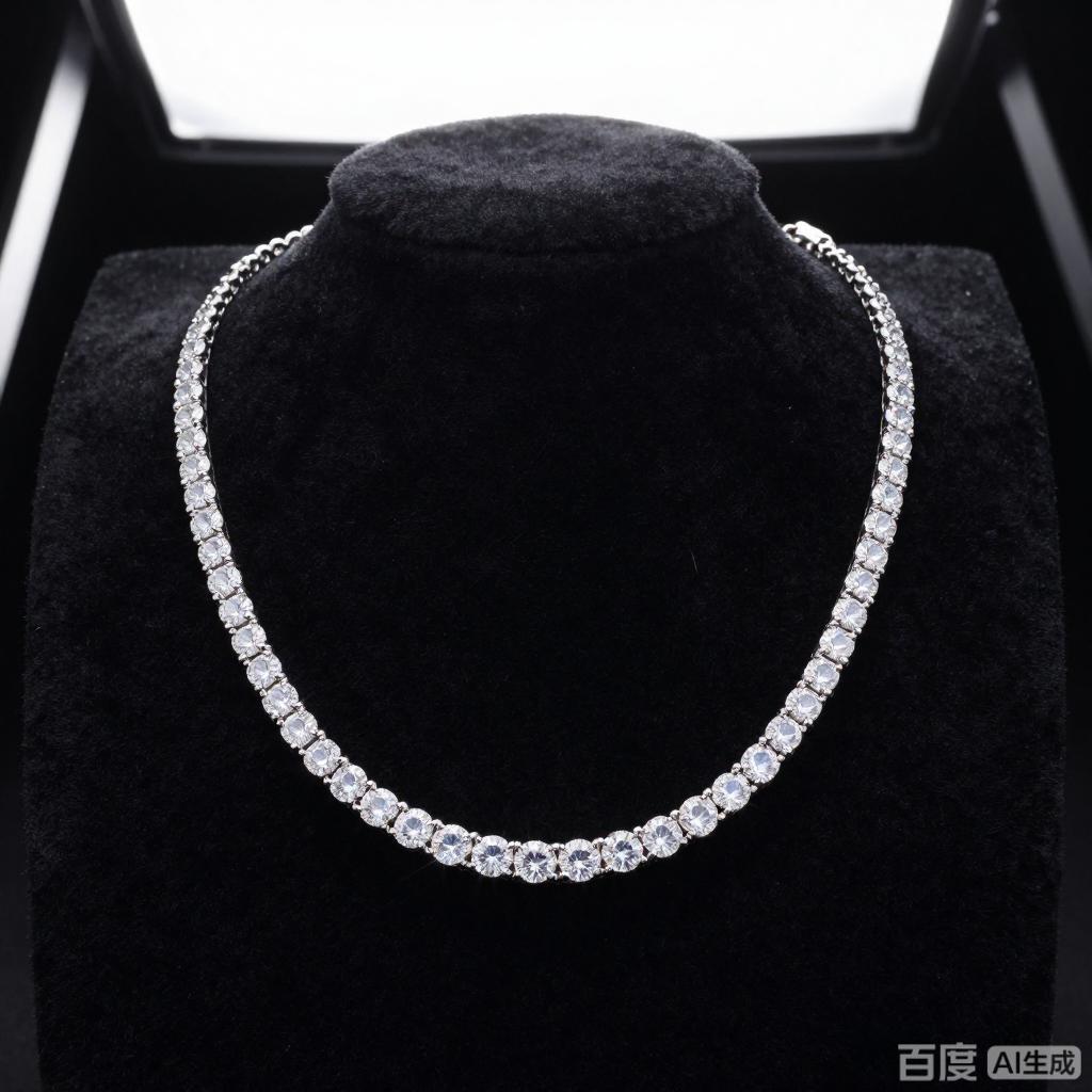 Moissanite tennis necklace wholesale sparkling round stones sterling silver supplier pricing